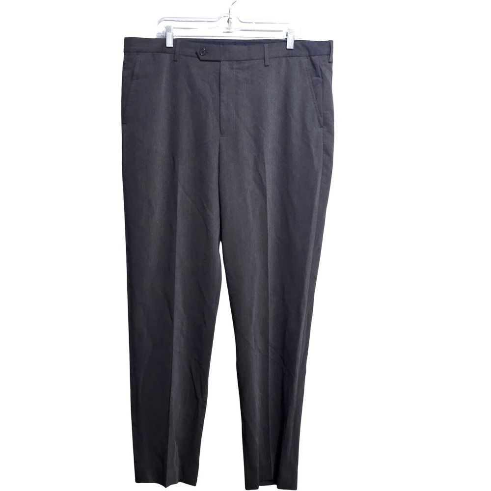 Nautica Mens Charcoal Gray Flat Front Dress Slacks Trousers 38x32